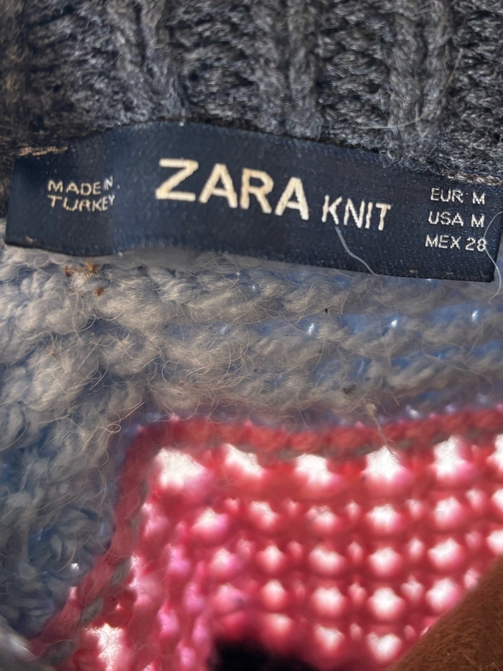 ZARA Maximalist Multicolor Fringed Jacquard Knit Sweater M - Picture 6 of 7